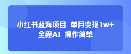 小红书蓝海项目 单月变现1w+ 全程AI 操作简单-资源V站