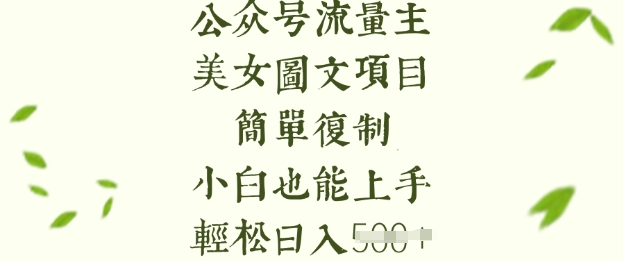 流量主长期收益项目，美女图片简单复制，小白也能上手，轻松日入5张-资源V站