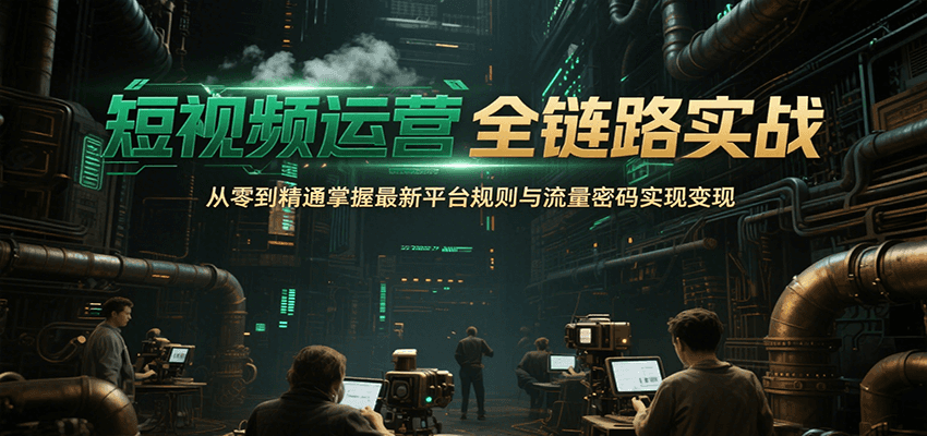 短视频运营全链路实战，从零到精通掌握最新平台规则与流量密码实现变现-资源V站