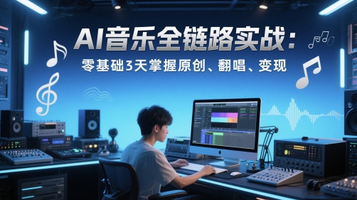AI音乐全链路实战变现课：零基础3天掌握原创、翻唱、变现-资源V站