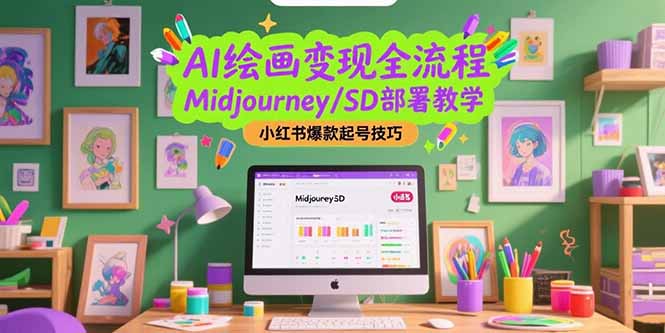 AI绘画变现全流程，Midjourney/SD部署教学，小红书爆款起号技巧-资源V站