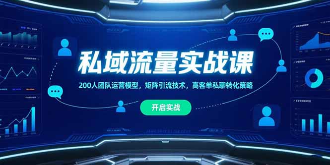 私域流量实战课，200人团队运营模型，矩阵引流技术，高客单私聊转化策略-资源V站