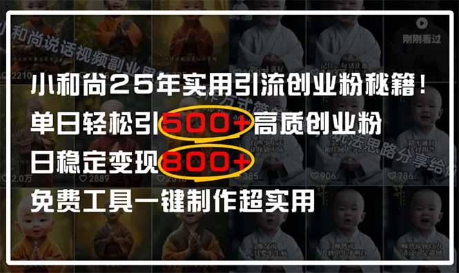 小和尚2025年实用引流秘籍！单日轻松引500+高质量创业粉，日变现800+，…-资源V站