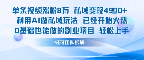 单条视频私域变现4.9k+利用AI做私域玩法 已经开始火热0基础也能做的副业项目轻松上手-资源V站