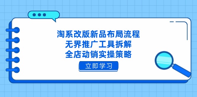 淘系改版新品布局流程，无界推广工具拆解，全店动销实操策略-资源V站
