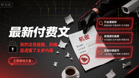 最新付费文：我的这些提醒，的确是透露了太多内幕-资源V站