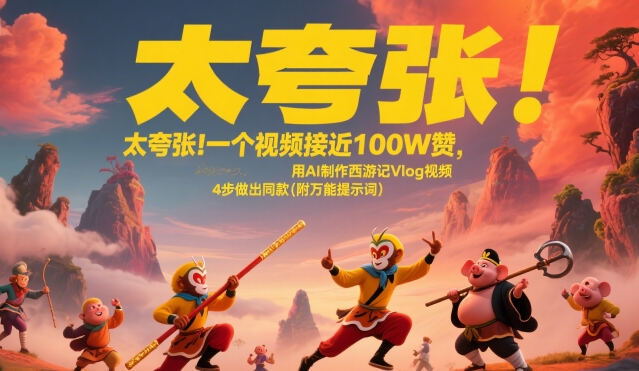 太夸张！一个视频接近100W赞，用AI制作西游记Vlog视频，全流程拆解来了(附万能提示词)-资源V站