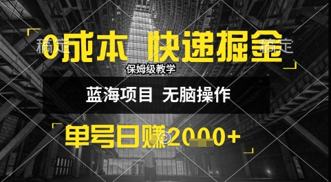 0成本快递掘金玩法，日入1k+，小白30分钟上手，收益嘎嘎猛【揭秘】-资源V站