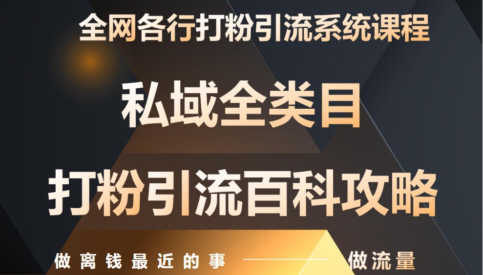 月入9万：全网唯一私域打粉引流神课，零基础手把手带你引流变现-资源V站