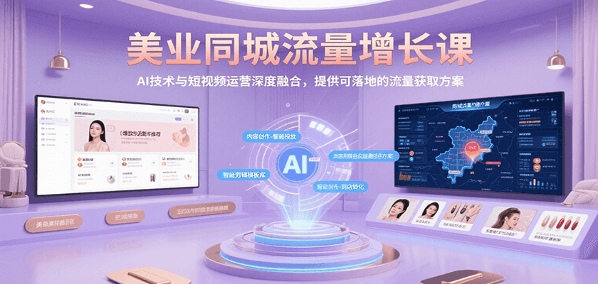 美业同城流量增长课，AI技术与短视频运营深度融合，提供可落地的流量获取方案-资源V站