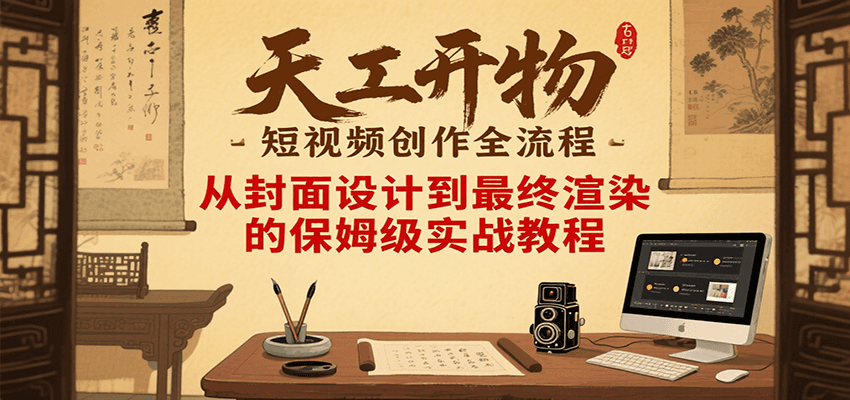 天工开物短视频创作全流程，从封面设计到最终渲染的保姆级实战教程-资源V站