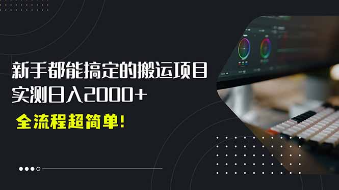 平台主动扶持的新风口，0基础轻松起号，搬运剪辑日入2000+！-资源V站