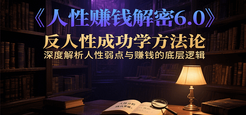 人性赚钱解密6.0，反人性成功学方法论，深度解析人性弱点与赚钱的底层逻辑-资源V站