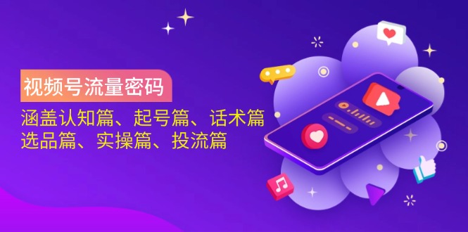 视频号流量密码：涵盖认知篇、起号篇、话术篇、选品篇、实操篇、投流篇-资源V站