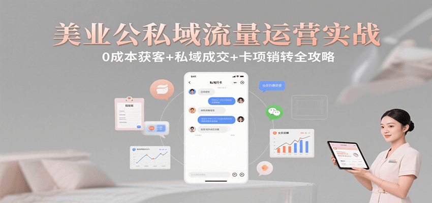 美业公私域流量运营实战：0成本获客+私域成交+卡项销转全攻略-资源V站