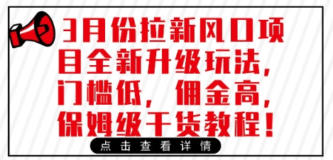 3月份拉新风口项目全新升级玩法，门槛低，佣金高，保姆级干货教程-资源V站