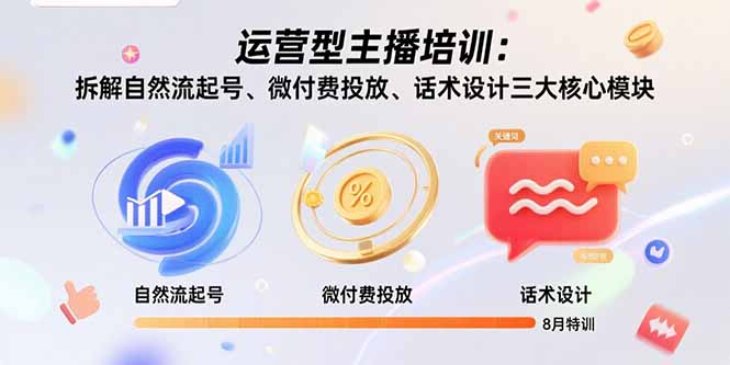 运营型主播培训：拆解自然流起号、微付费投放、话术设计三大核心模块-8月-资源V站