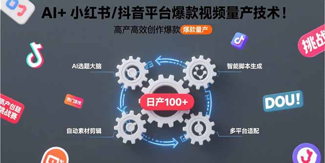 AI+小红书/抖音平台爆款视频量产技术：高产高效创作爆款视频！-资源V站