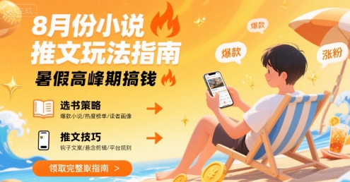 8月份小说推文玩法指南，暑假高峰期搞钱-资源V站
