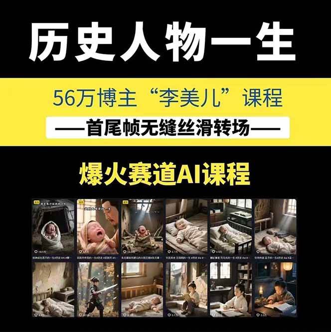 图片[1]-AI历史人物短视频创作，含IP打造、首尾帧无缝转场、智能体视频制作等核心教学内容-资源V站