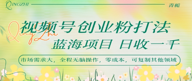 视频号创业粉打法，日入1k，蓝海项目，市场需求大，全程无脑操作，可复制-资源V站