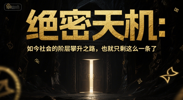 付费文章：绝密天机：如今社会的阶层攀升之路，也就只剩这么一条了-资源V站