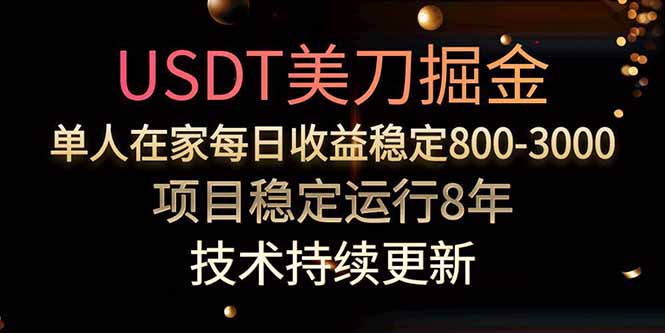 USDT美刀掘金，单人每日收益800-3000，稳定运行8年-资源V站