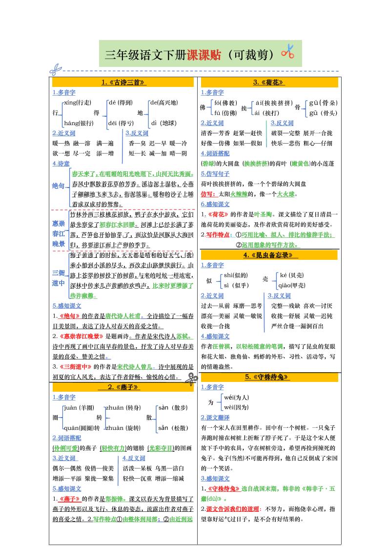 【课课贴彩色版（完整28课）】三下语文-资源V站