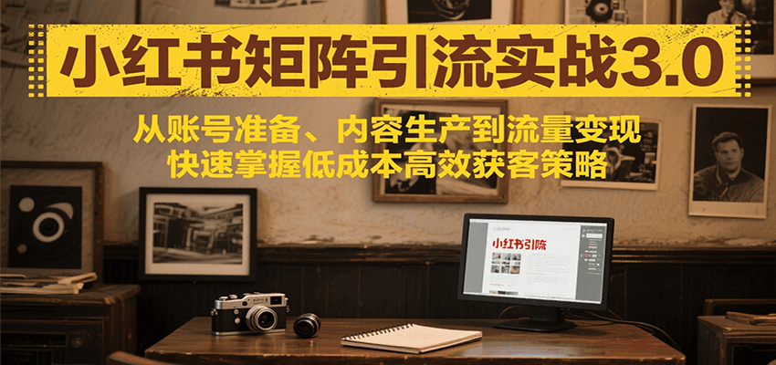 小红书矩阵引流3.0，从账号准备、内容生产到流量变现，快速掌握低成本高效获客策略-资源V站
