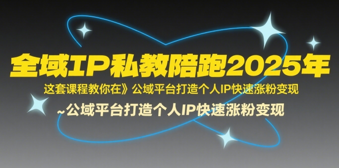 全域IP私教陪跑2025年，这套课程教你在​公域平台打造个人IP快速涨粉变现-资源V站