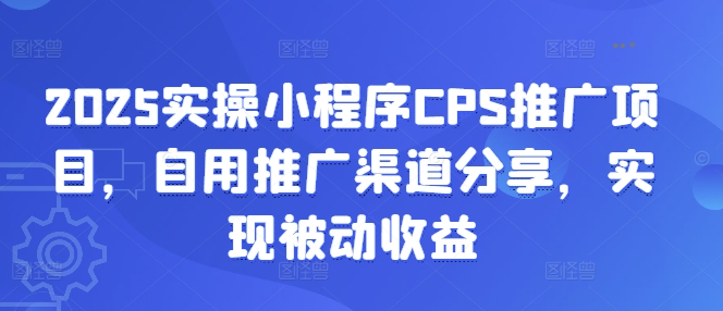 2025实操小程序CPS推广项目，自用推广渠道分享，实现被动收益-资源V站