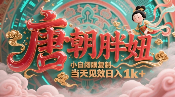 用AI克隆“唐朝胖妞”日更3条，平台疯狂推流，小白闭眼复制，当天见效，日入1k+-资源V站