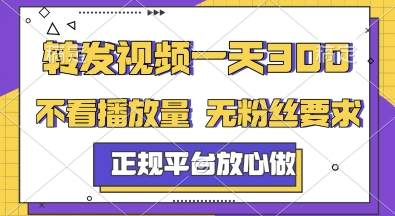 转发视频一天3张+，正规平台放心做，不看播放量，无粉丝要求，随时随地挣收益【揭秘】-资源V站