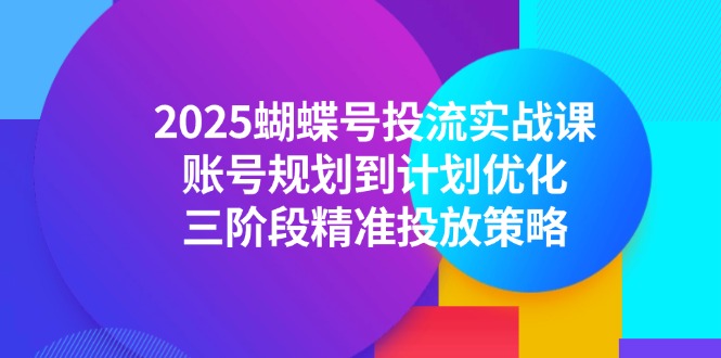 2025蝴蝶号投流实战课，账号规划到计划优化，三阶段精准投放策略-资源V站