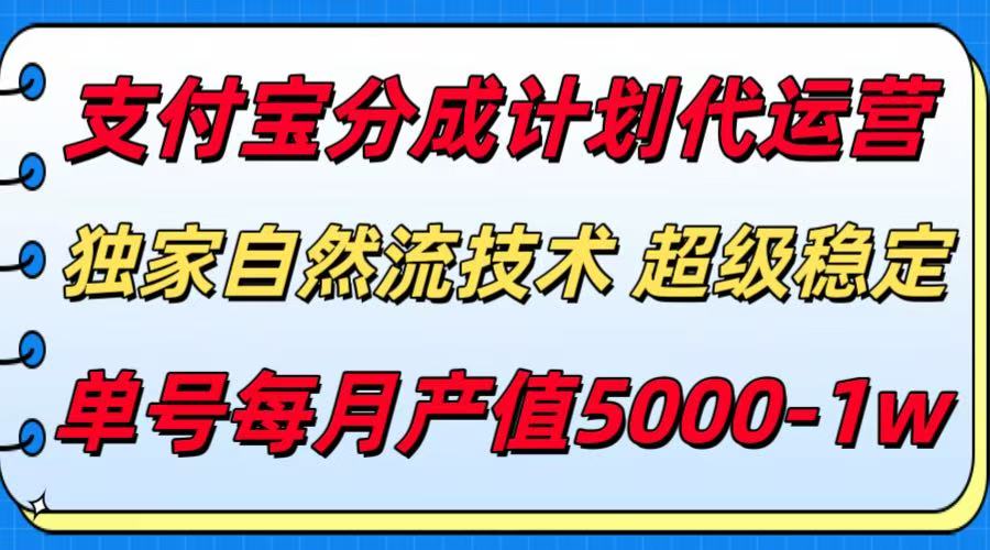 支付宝分成计划代运营，独家自然流技术，收益稳定，单号月产5000＋-资源V站