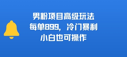 男粉项目高级玩法，每单899，冷门暴利，小白也可操作-资源V站