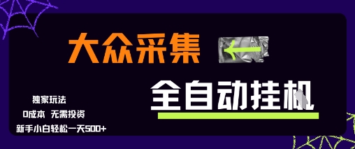 大众采集全自动玩法，新手小白轻松一天5张+，操作简单零成本【揭秘】-资源V站
