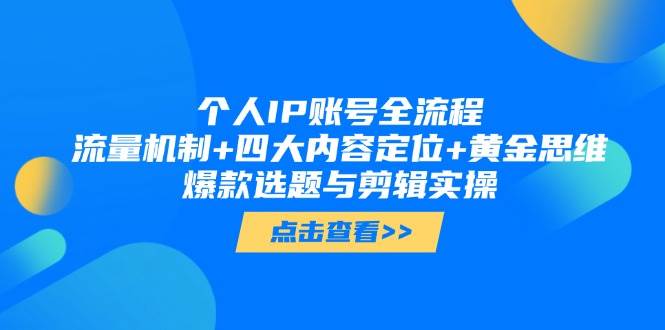 个人IP账号全流程：流量机制+四大内容定位+黄金思维, 爆款选题与剪辑实操-资源V站