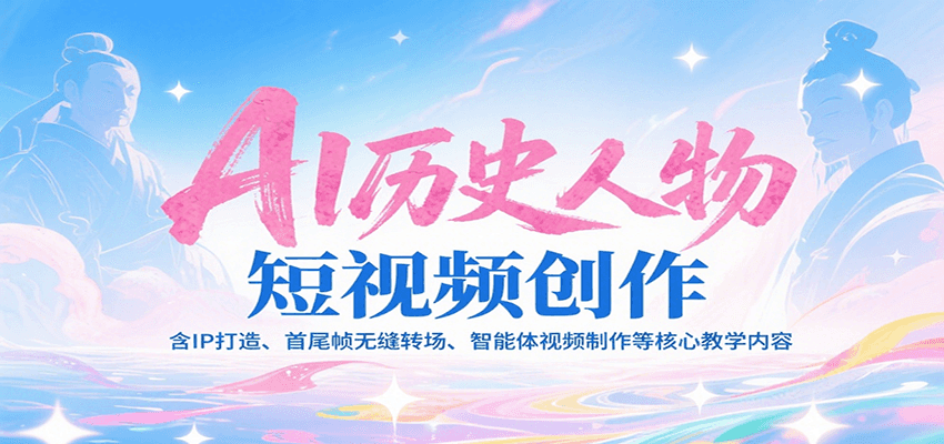 AI历史人物短视频创作,含IP打造、首尾帧无缝转场、智能体视频制作等核心教学内容-资源V站