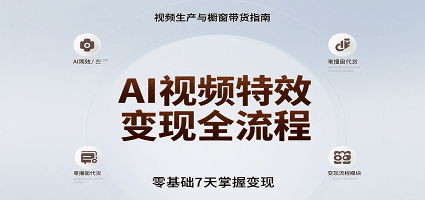 AI视频特效变现全流程，零基础7天掌握视频生产到橱窗带货变现-资源V站