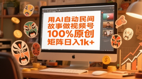 用AI自动民间故事做视频号，100%原创，矩阵日入1k+-资源V站