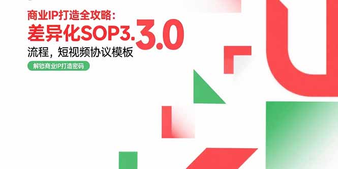 商业IP打造全攻略：差异化SOP3.0流程，短视频协议模板，婚恋项目实战案例-资源V站
