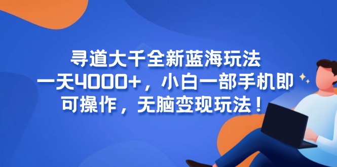 寻道大千全新蓝海玩法，一天4000+，小白一部手机即可操作，无脑变现玩法！-资源V站