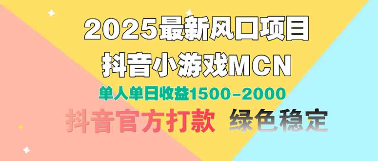 2025最新风口项目 抖音小游戏MCN 单人单日收益1500-2000+-资源V站