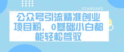 公众号引流精准创业项目粉，0基础小白都能轻松驾驭-资源V站