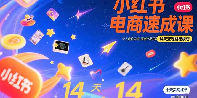 小红书虚拟电商速成课：个人定位分析，原创产品开发，14天变现路径规划-资源V站