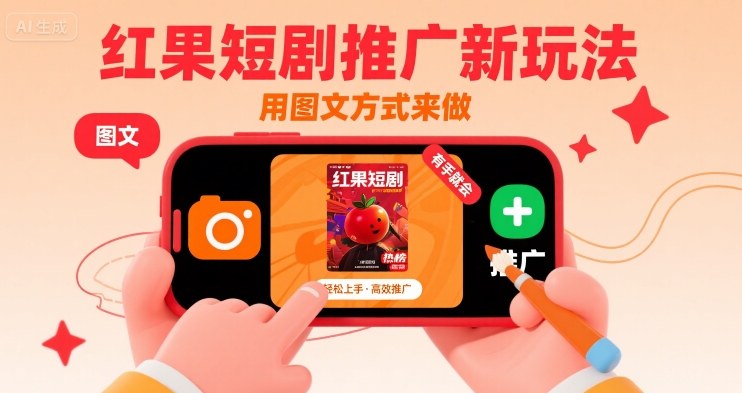 红果短剧推广新玩法，用图文方式来做，有手就会-资源V站