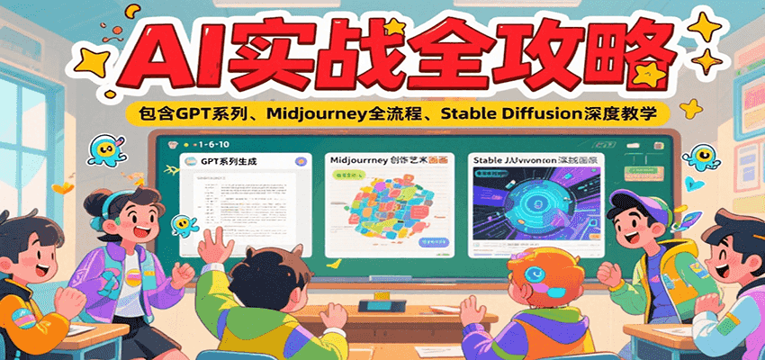 AI实战全攻略，包含GPT系列、Midjourney全流程、Stable Diffusion深度教学-资源V站