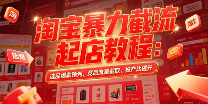 淘宝暴力截流起店教程：选品爆款预判，竞品流量截取，投产比提升-资源V站