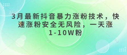 3月最新抖音暴力涨粉技术，快速涨粉安全无风险，一天涨1-10W粉-资源V站